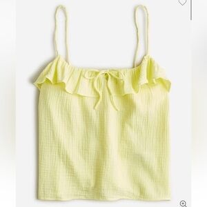 J. Crew Women’s Ruffle Soft Gauze Camisole Tank Top Size XXS Yellow Ruffle NEW